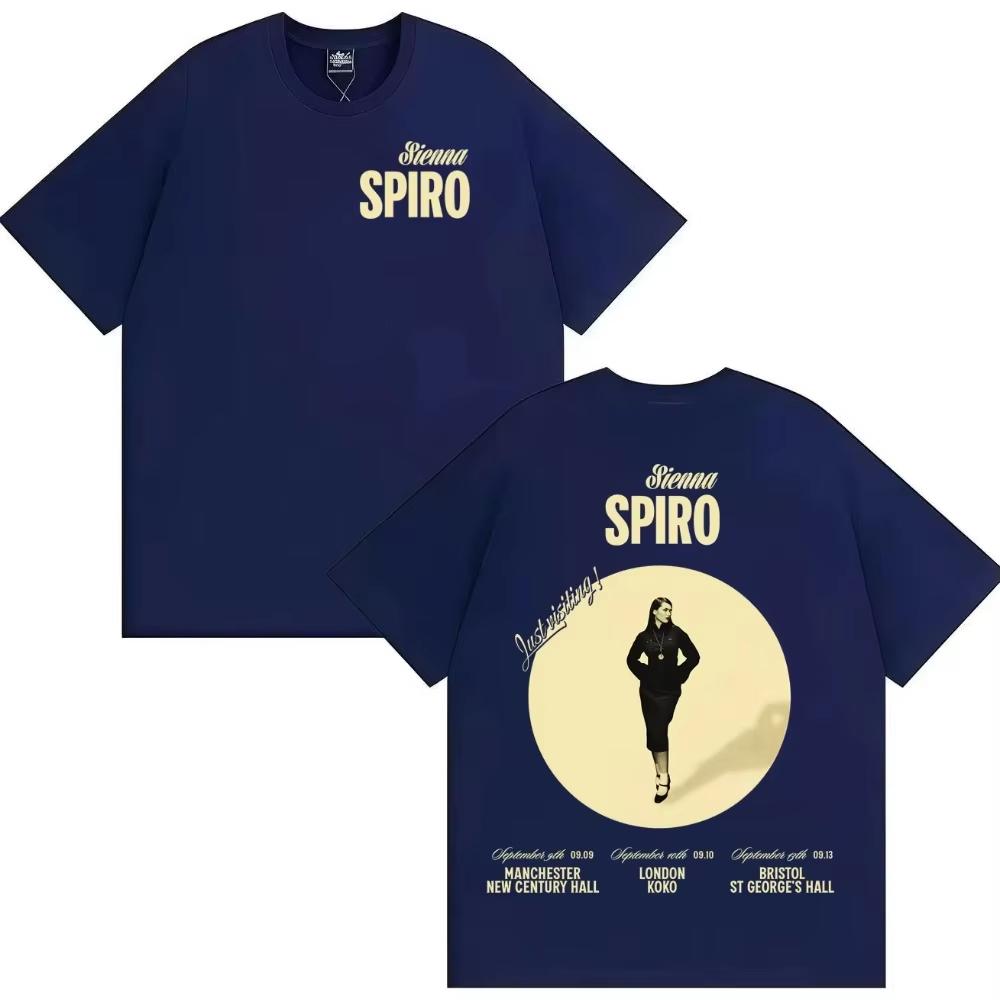 High Quality Unisex Popular Gothic Crew Neck Short Sleeve T-Shirt with Double-Sided Singer Sienna Spiro Print Short Sleeve T-Shirt