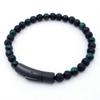 Stainless Steel Tigers Eye Beaded Bracelet Men Women Geometric Style Fashion OL Jewelry