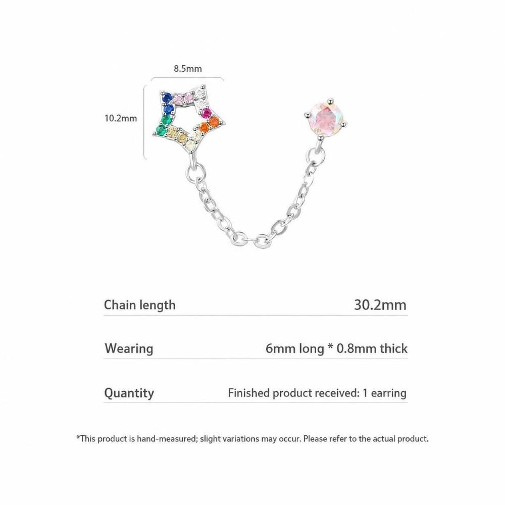 Silver Color Ear Bone Nail Earrings Stainless Steel Cartilage Earrings Chain Earrings  Jewelry Gift
