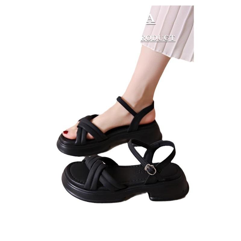 Fashion French Fairy Wind Slope Heel Sandals Female 2025 Summer New Platform Fashion Casual Womens Shoes Sandalias Para Mujeres