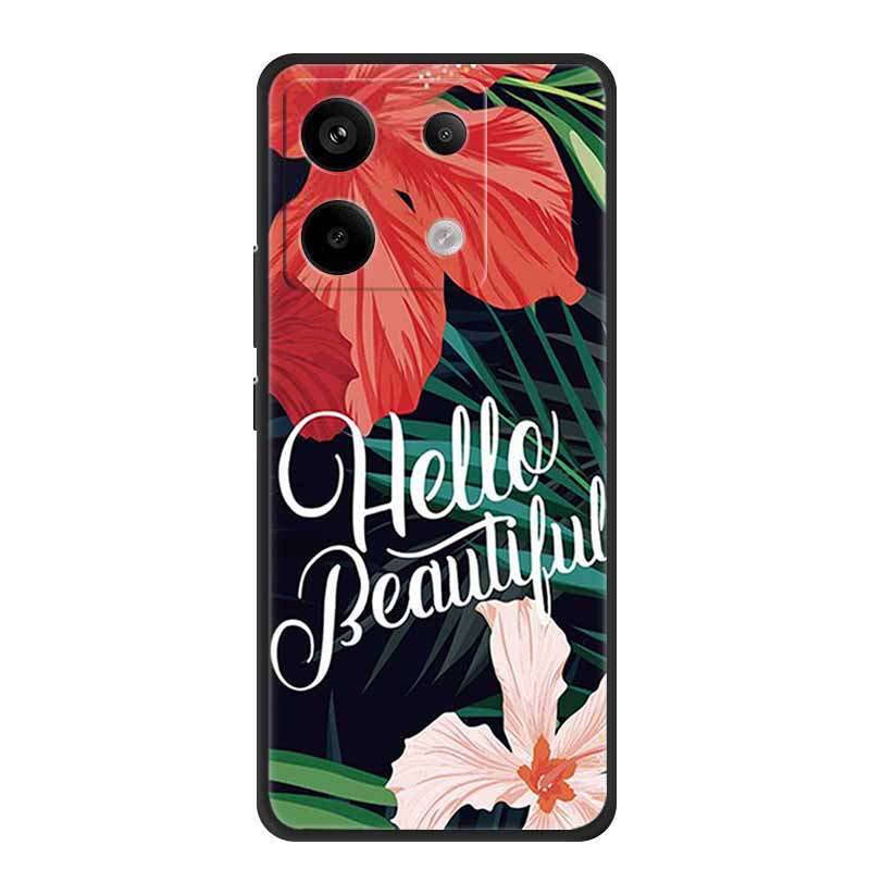 For Redmi Note 13 pro Case Pink Phone Case Fashion Silicone TPU Soft Back Cover Redmi Note 13 Pro Flower Capa 6.67" Cats Coque