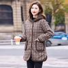 Mom's Winter Velvet-Lined Plaid Jacket - Warm, Cotton Padded, Plus Size for Middle-Aged & Elderly Women