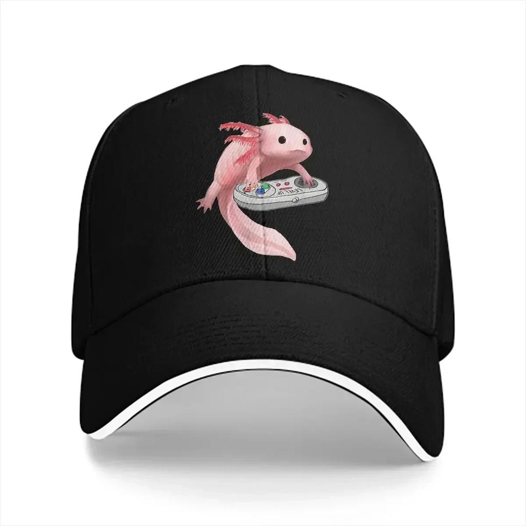Axolotl Fish Playing Video Game Unisex Baseball Caps Peaked Cap Sun Shade Cycling Hat Animal One Hundred Fish