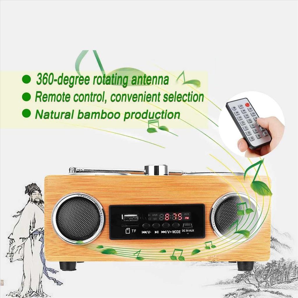 Wireless Wooden Retro Speaker Radio Subwoofer Home Sound Column Bluetooth Music Center Support USB/TF/FM