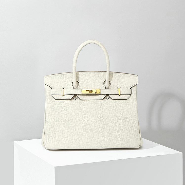 

Platinum Bag, Lychee Pattern Leather Bag, Women s Top Layer Leather Fashionable Hand-held New Year Wedding Bag 25 * 12 * 19CM (Medium)