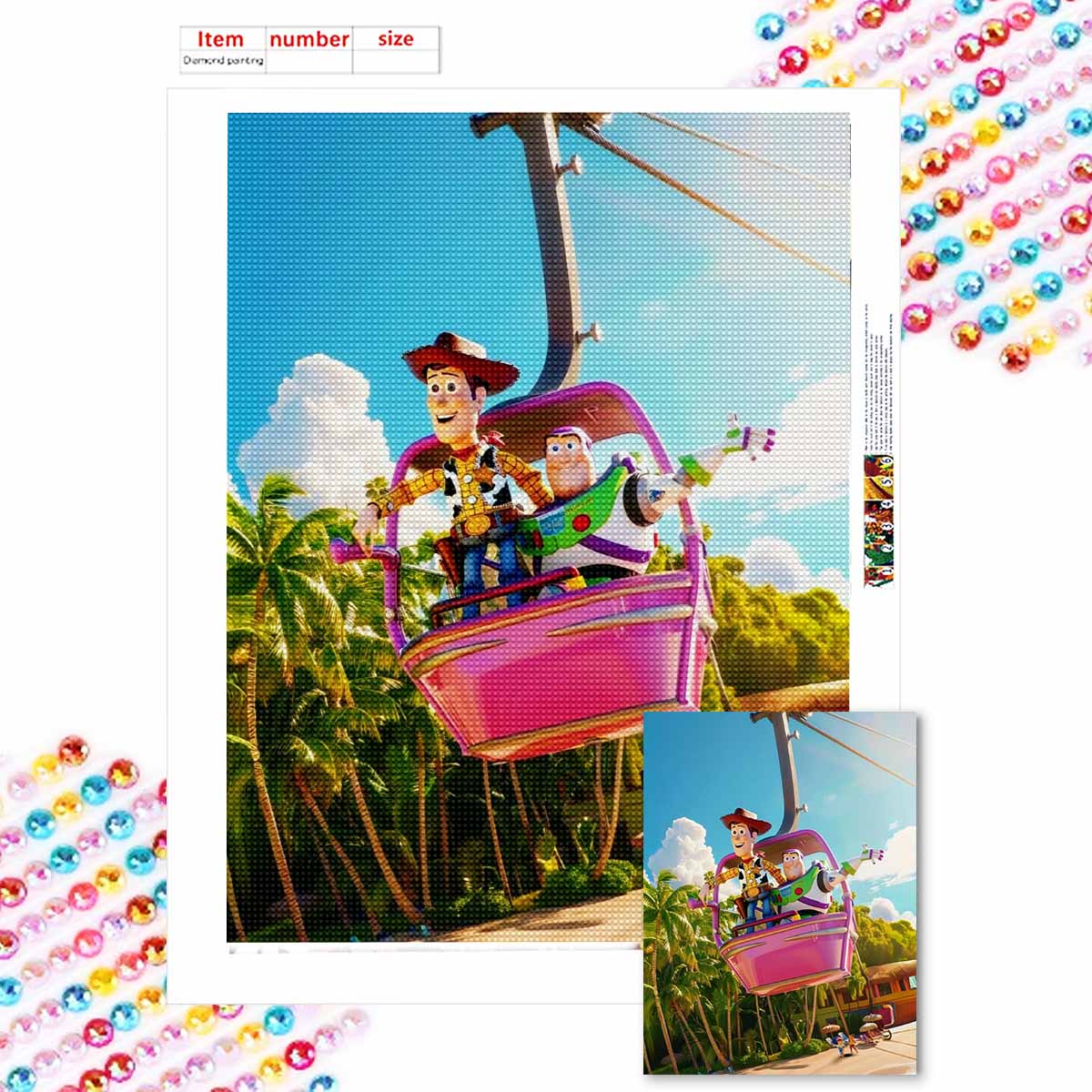 

Алмазная живопись своими руками Вуди и Базз Набор для вышивания крестом Мозаичное искусство Алмазная живопись Полный круглый алмаз Украшение для дома Round 20x30cm