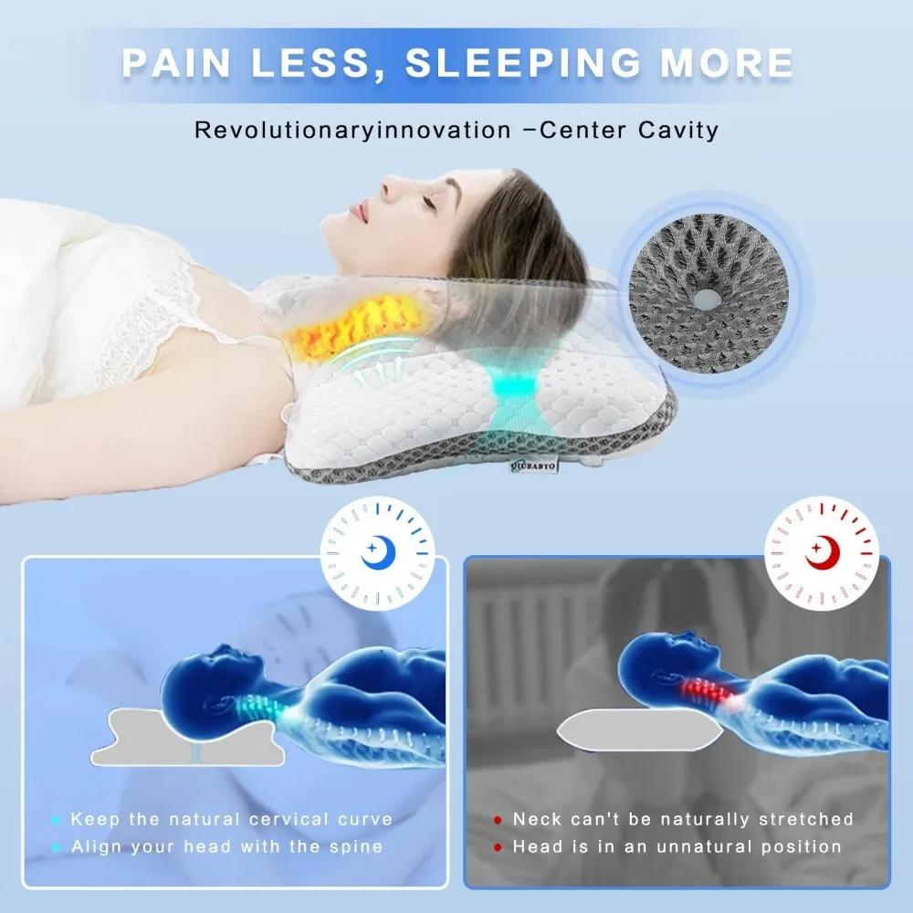 Ergonomic pillow, neck support, cervical pillow Orthopedic memory foam pillow, comfortable sleep, contour bed pillow