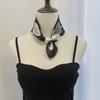 Silk scarf new pearl necklace spring and summer thin magnetic buckle lazy silk scarf women's pendant scarf collarbone chain