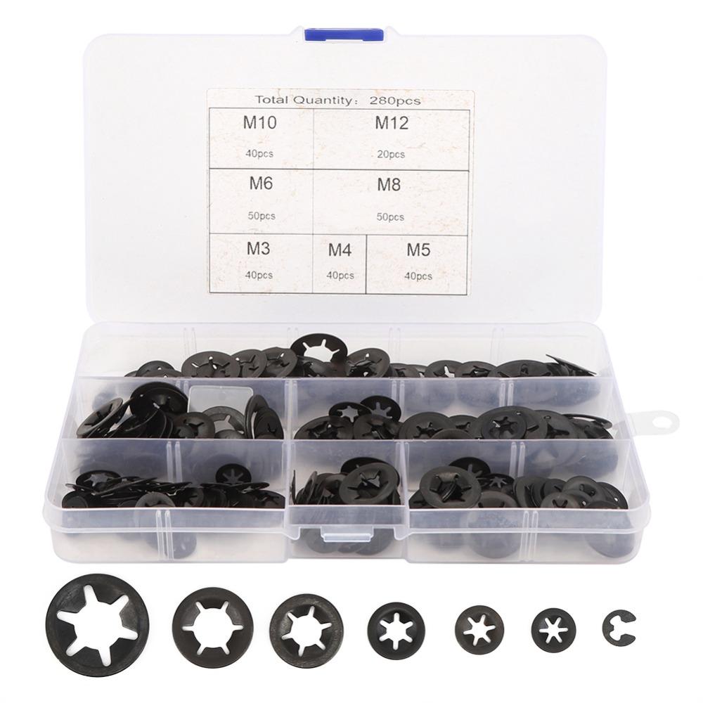 280pcs Assortment Kit Internal Tooth Lock Washer Push On Speed Clip Fastener Mechanical Fastening