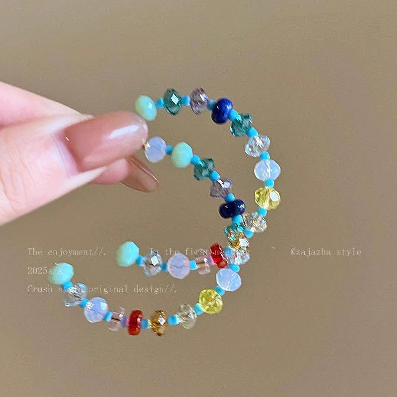 Контрастные цветные бисерные крупные серьги женские модные преувеличенные серьги для персонализации ушей