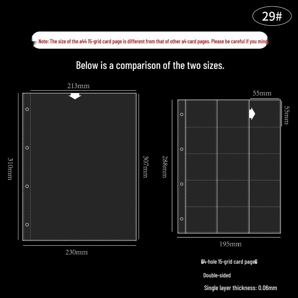 A4 Loose-Leaf Album Supplement Pages: Single, Double, Quad, and Nine-Pocket PP Card and Photo Storage