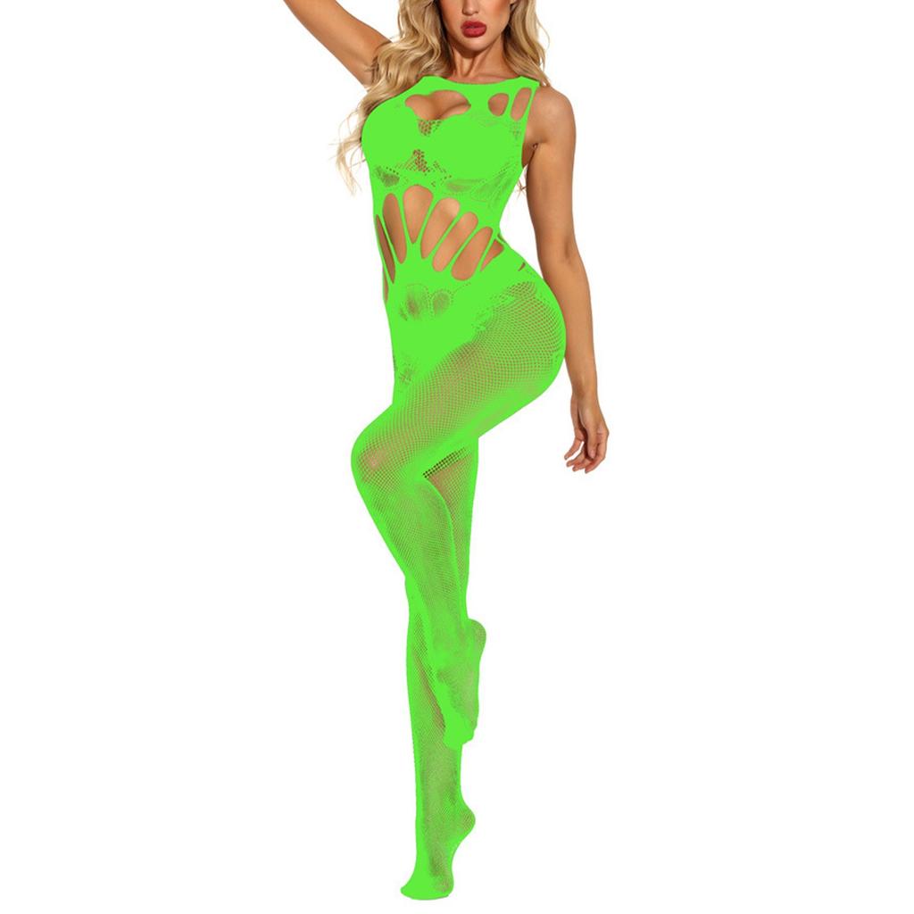 Women Lace Hollow Out Fishnet Bodystocking Full Body Mesh Lingerie One Piece Stretchy Fit Hosiery
