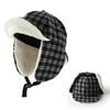 Women Retro Lamb Fleece Plush Earflap Hat Large Head Size Warm Riding Cap