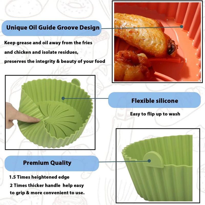 Air Fryer Silicone Basket Reusable Silicone Mold For Air Fryer Pot Oven Baking Tray Fried Chicken Mat Air Fryer Accessories