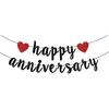Happy Anniversary Banner, Anniversary Party Decorations, We Still Do, Happy Wedding Day Party Decoration Supplies Black Red Glitter