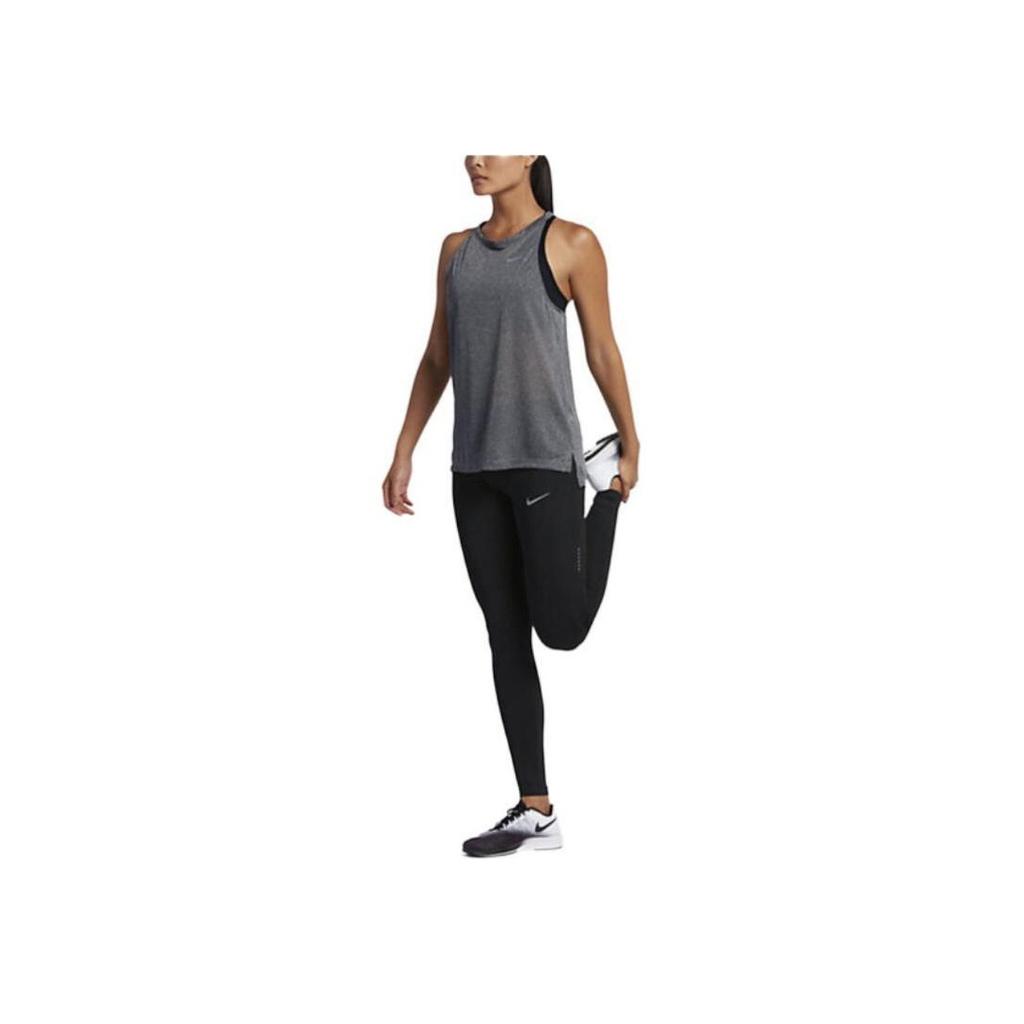 Nike Solid Color Round Neck Sleeveless Sports Vest Women Tops Gray 831779-060