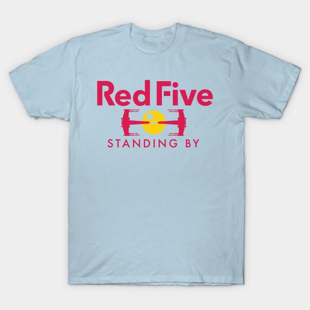 Men Black Print T-shirt Red Five Standing By No-Cut Transfer Paper Print Cotton Tshirt M светло-синий