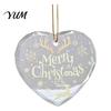 Holiday Romantic Space Decorations Heart Shaped Christmas Ornaments, Crystal Santa Winter Scene Hanging Ornament, Transparent Clear Plastic Ornaments