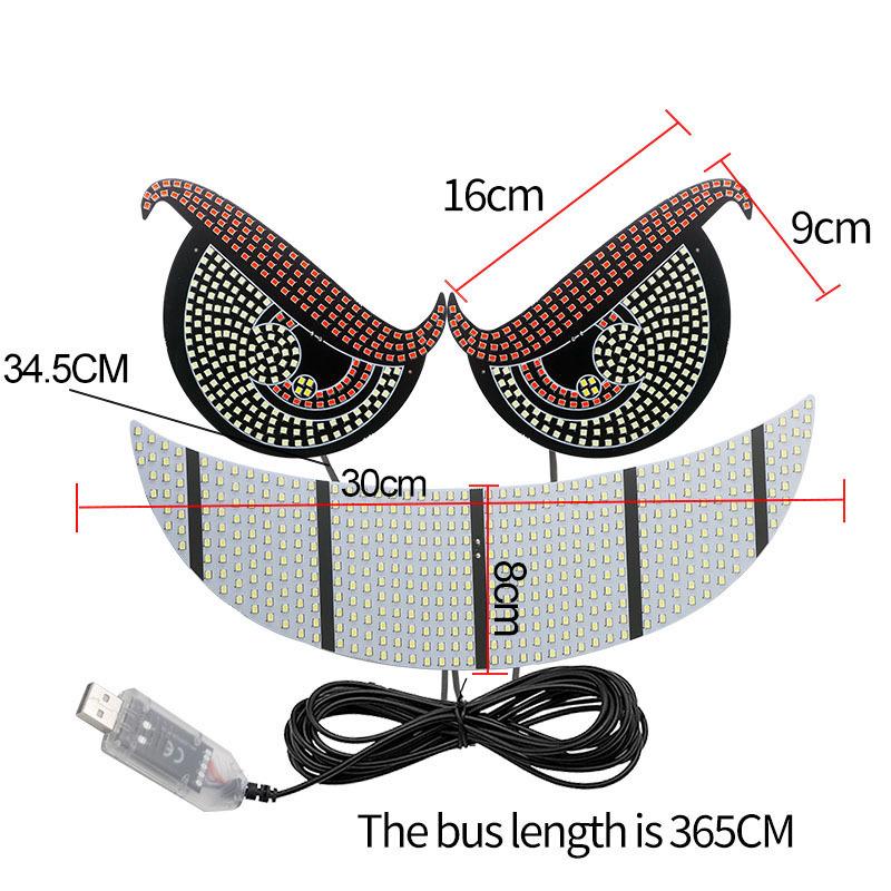 New model USB car dynamic devil's eye lamp car sticker LED display truck small car front and rear windshield lamp