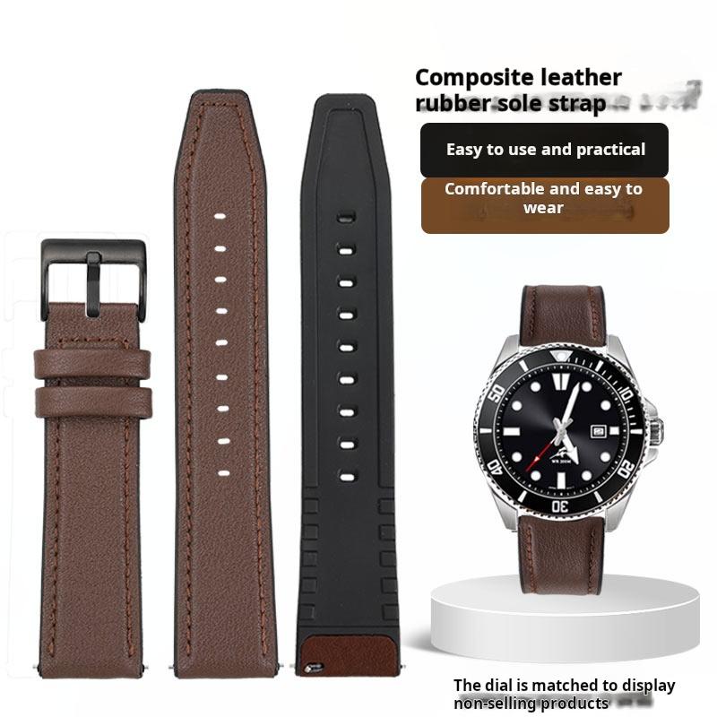 Quick Genuine leather strap For Casio Swordfish mdv-106 mdv-107 Water Ghost Watch sports cowhide Silicone rubber men's watchband