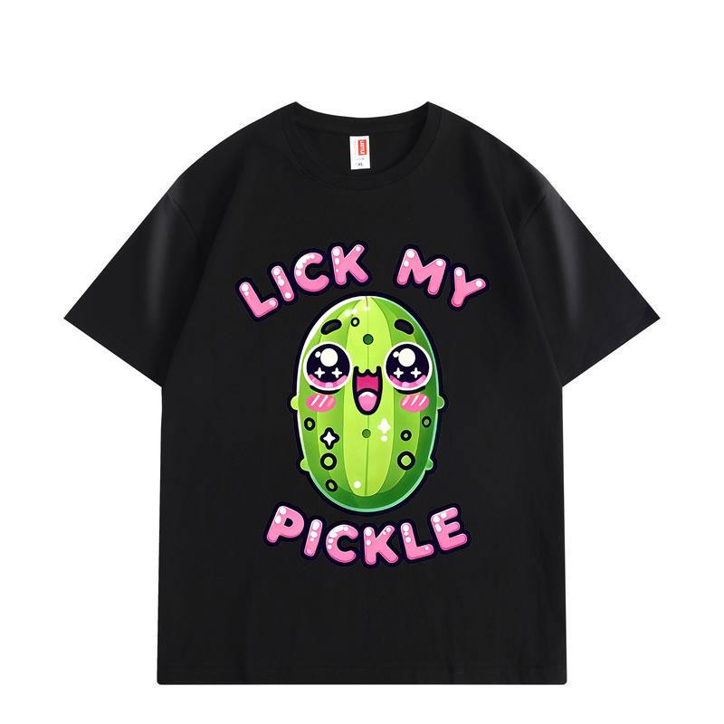 Lick My Pickle Lustiges Meme T-Shirt Streetwear Harajuku Y2k Kurzarm T-Shirts Herren Damen Freizeit Oversized T-Shirts