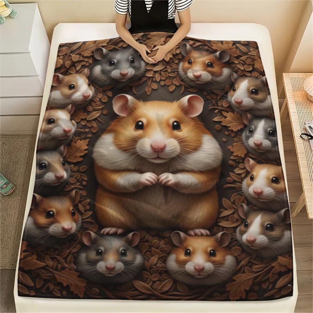 1PC Natural Decoration Print FlAannel Blanket, High quality Comfortable for All Seasons, Home Decor, Warmth and Comfort