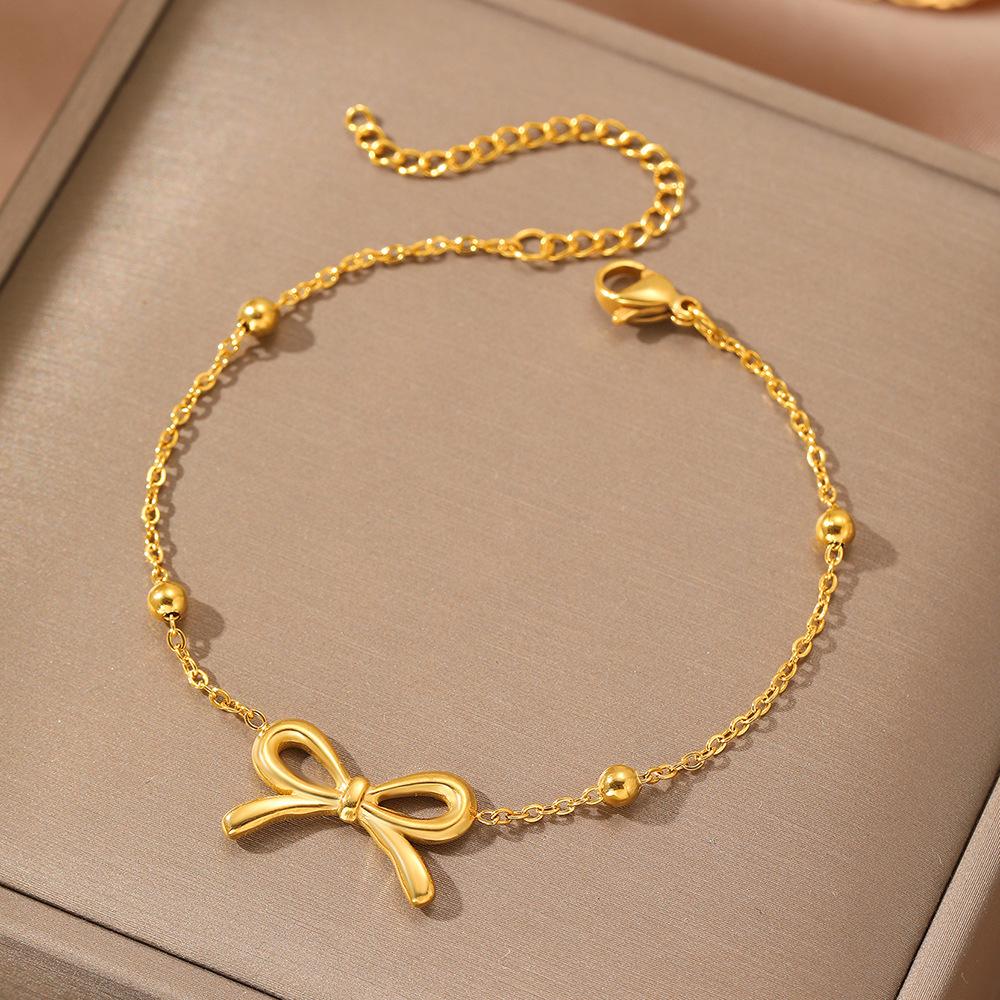 Stainless Steel Bowknot Bracelet for Women Vintage Gold Silver Color Snake Chain Bracelet Simple Fashion Jewelry Girls Gift