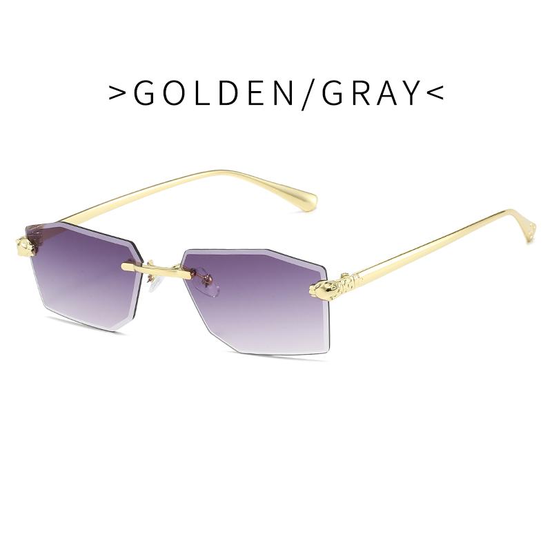 Luxury Frameless Square Sunglasses Men Alloy Frameless Gradient Sun Glasses Women Fashion Retro Polygon Eyewear