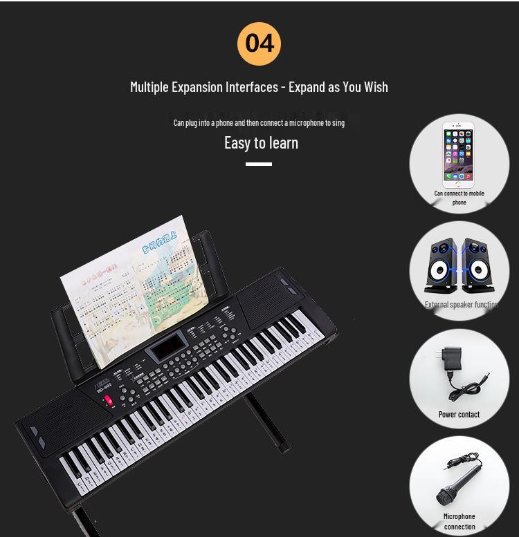 Beginner 61-Key Electronic Keyboard Piano for Home Use and Students