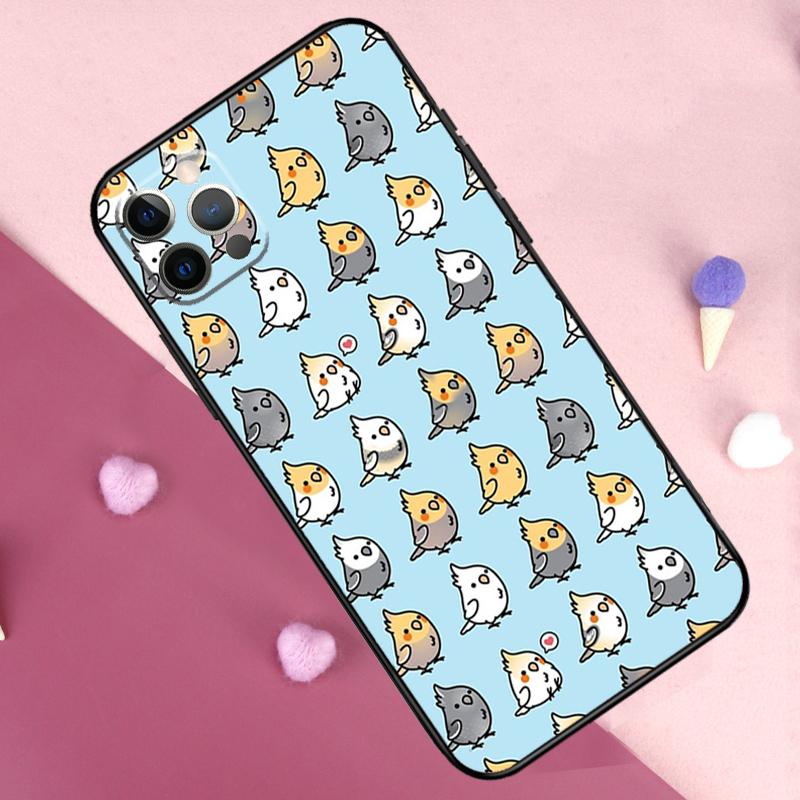 Cartoon Cockatiel Collage Phone Case For iPhone 17 Pro Max 17 Air 11 14 15 16 Pro Max Plus 12 13 Mini 16e Back Cover