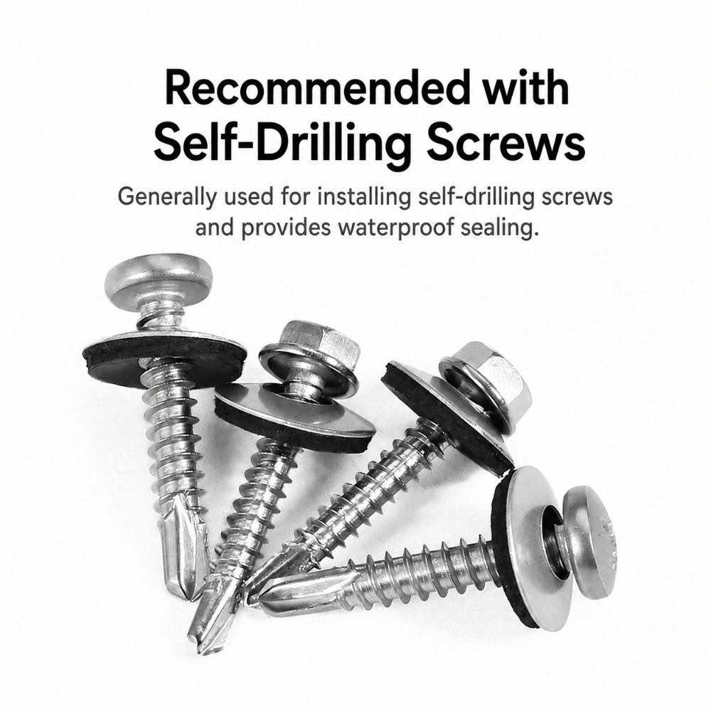 1Set Rubber Stainless Steel Sealing Washer  for Self Drilling Screws Roofing Construction