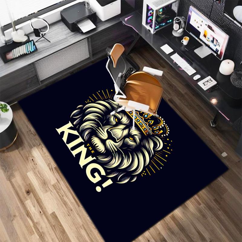Tappeto Tappetino Stampato con Motivo Leone 1Pz per Soggiorno Camera da Letto Casa Decorazione Divano, Tappetino Antiscivolo Tappetino per Pavimento