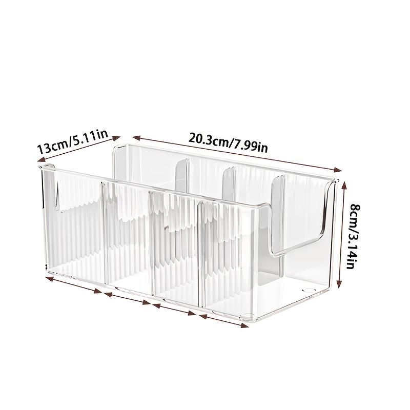 

Clear Kitchen Storage Box with Detachable Dividers, Pantry Organizer Bin for Snacks Seasoning Packets, Cabinet Caddy Holder