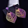 Women Chic Peach Heart Leaf Shape Colorful Earring Hollow Out Dangle Earring Party Birthday Gifts