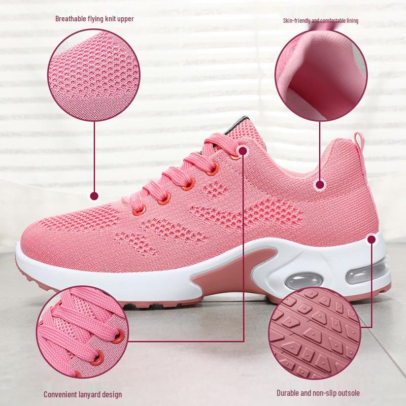 Women's Summer Mesh Air Cushion Lightweight Running Shoes, Soft Sole, Breathable Sports Sneakers.