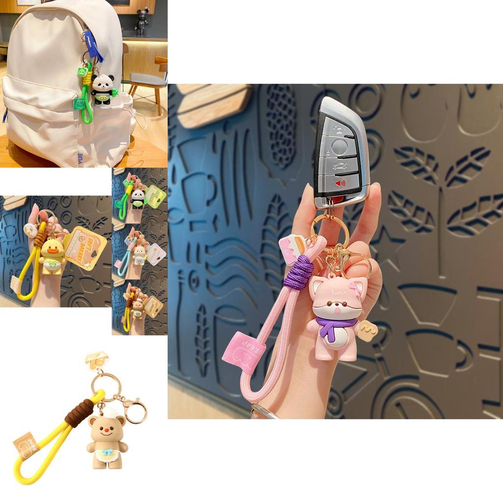 Cute Car Keychain Soft Bread House Series Creative Cartoon Silicone Key Accessory