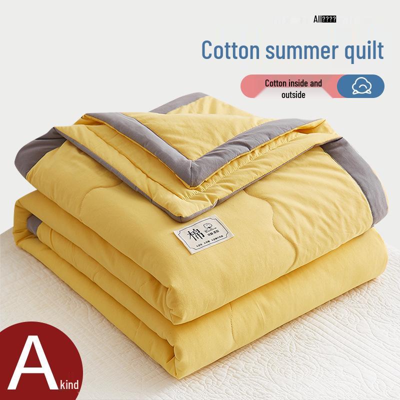Cotton Solid Color Summer Quilt - Lightweight & Breathable for Dorms and Homes