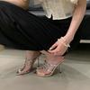 Fashion 2025 New Pointed-Toe High Heels, Women'S Sandals, Thin Heels, Summer Snake-Shaped Rhinestone Flip-Flops