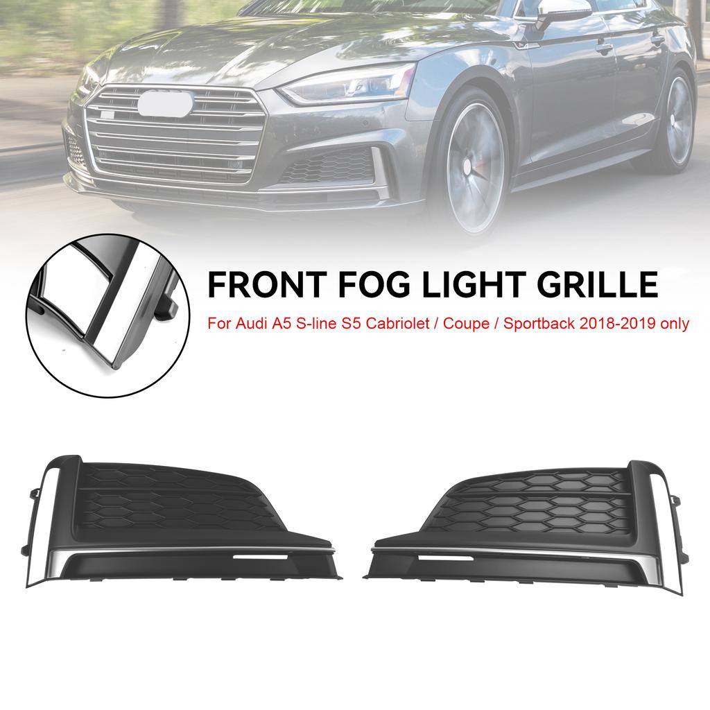 2PCS Front Bumper Fog Light Grille Cover Trim 8W6807682FRU6 8W6807681FRU6 Fit A5 S-Line S5 2018-2019