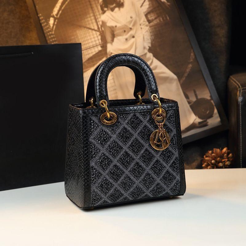 Strukturierte High-End Atmosphärische Rauten Diana Tasche, Echte Leder Damen Handtasche, Exquisite Ein Schulter Umhänge Handtasche, Damen Tasche