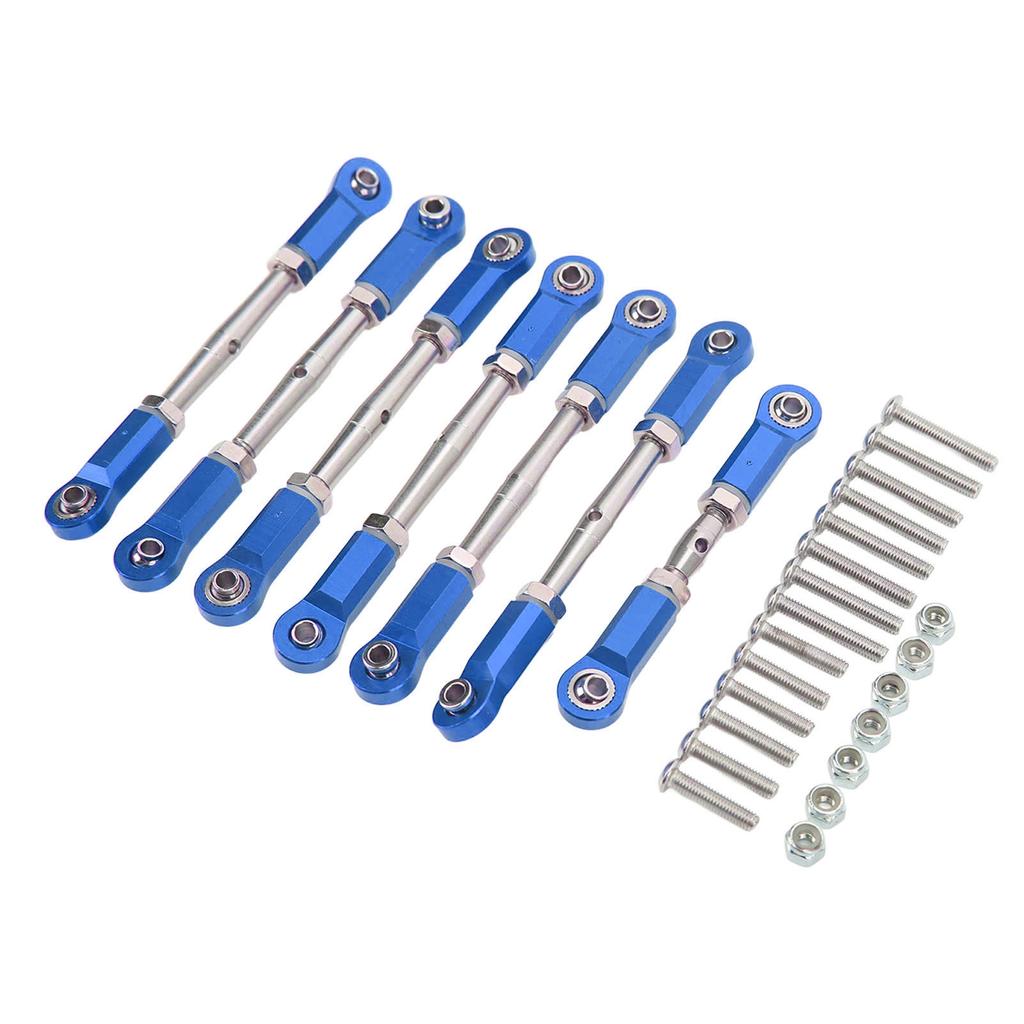 7pcs RC Tie Rod Set Aluminum Alloy Durable Convenient Metal RC Car Link Rod Set for Traxxas 1 10 RC Short Truck Blue