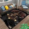 Fantasy-Themed Carpet with Crossed Axe  Hammer Design Orange Runes, Black Background Suitable for use as an anti-slip    for    room and bedroom sofas