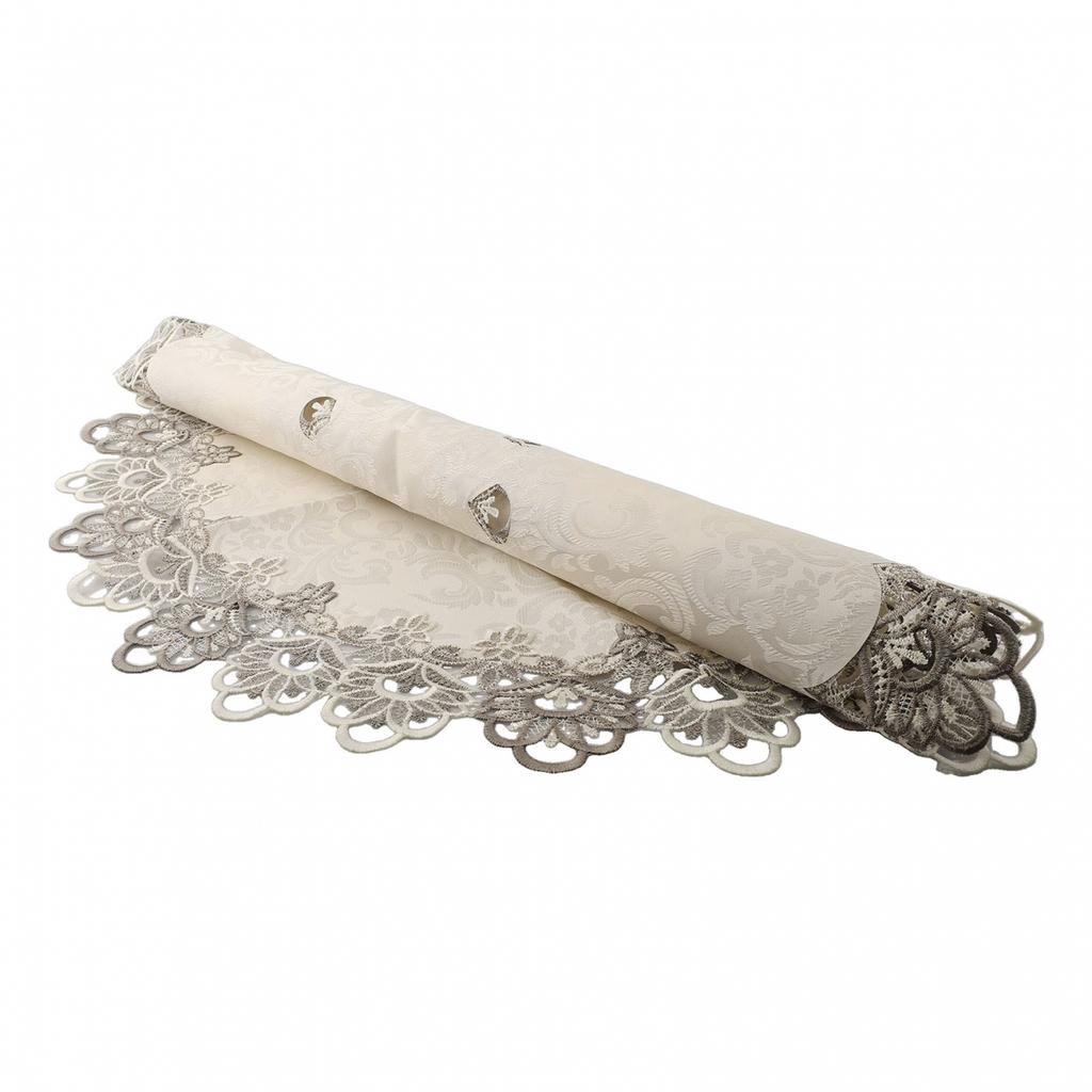 Housse de Table à Manger Nappe Anti-poussière Maison Festival Dentelle Ronde