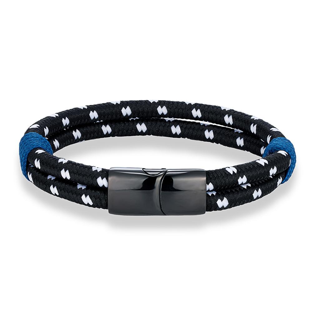 Black Stainless Steel Nautical Rope Bracelet Men Women Handmade Woven Double-Layer Design Couple Jewelry Gifts