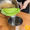 Clip-on Green Silicone Pasta Snap Strainer Dishwasher Safe Colander Universal Size Fit Most Pans Suitable for Draining Pasta Vegetables Potatoes etc