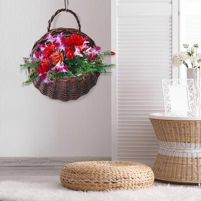 Garden Wall-mounted Flower Basket Handmade Rattan Flowerpot Rustic Birds Nest Basket Pot Wicker Hanging Garden Balcony Decor