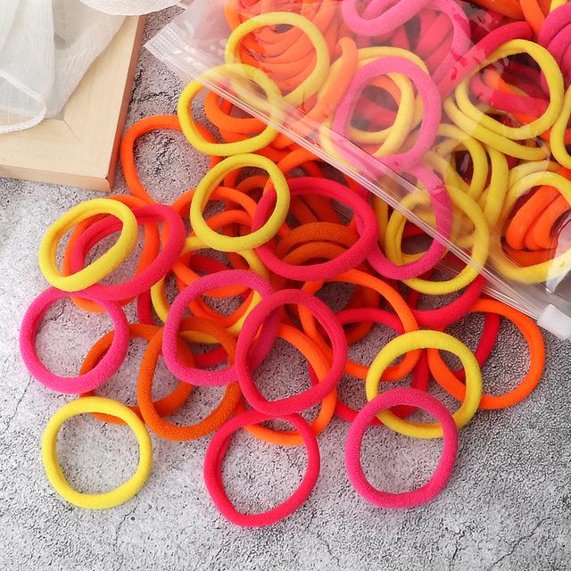 50 Solid Color Elastic Hair Ties - 4cm Girl's Ponytail Rings, Hot Sale Hair Accessories