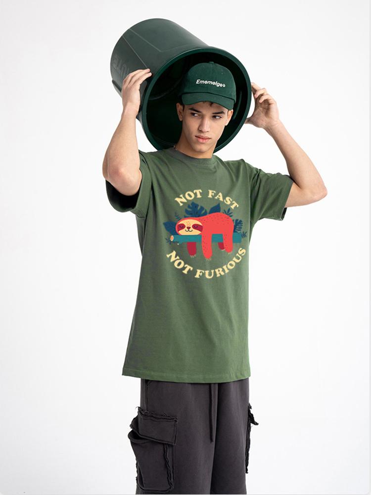 Not Fast Not Furious Cartoons Printing Men Tee Shirts Breathable Brand Tops Street Fashion T-shirt Mens Casual Summer T Shirts