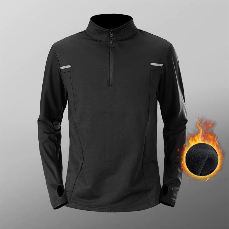 Men's Winter Quick-Dry Long Sleeve Base Layer: Slightly Fluffy for Skiing, Running, Fitness & Sports