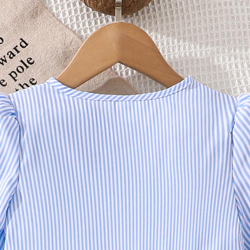 Mädchenkleid Kinderbekleidung Herbst Neue Mode Regenbogenfarben Passend Lässig Gestreift Bedruckt Langärmeliges Kleid